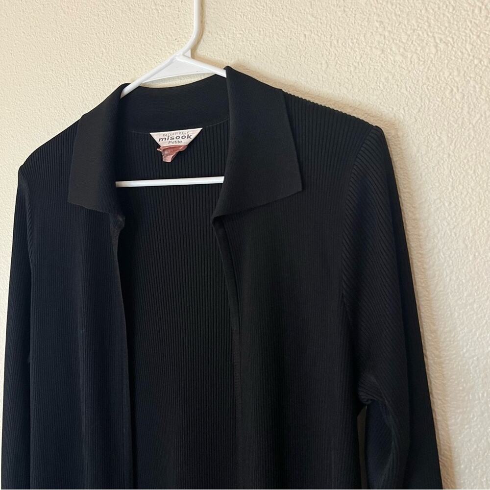 Exclusively Misook Black Ribbed Collared Open Car… - image 2